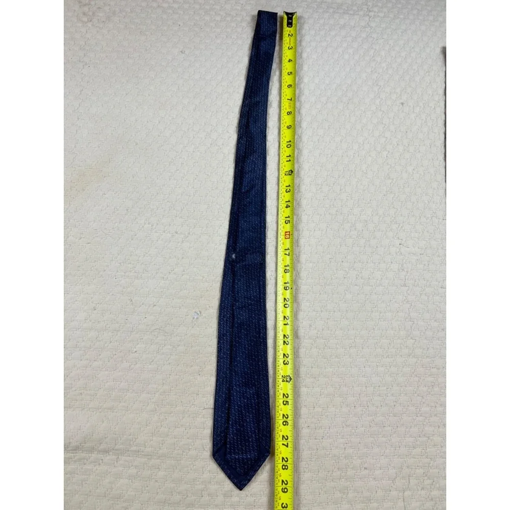 Stefano Ricci for Saks Fifth Avenue Silk Tie Chains Navy Skinny 1980s 58